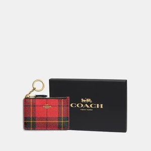 Coach Boxed Mini Skinny Id Case With Plaid Print NWT